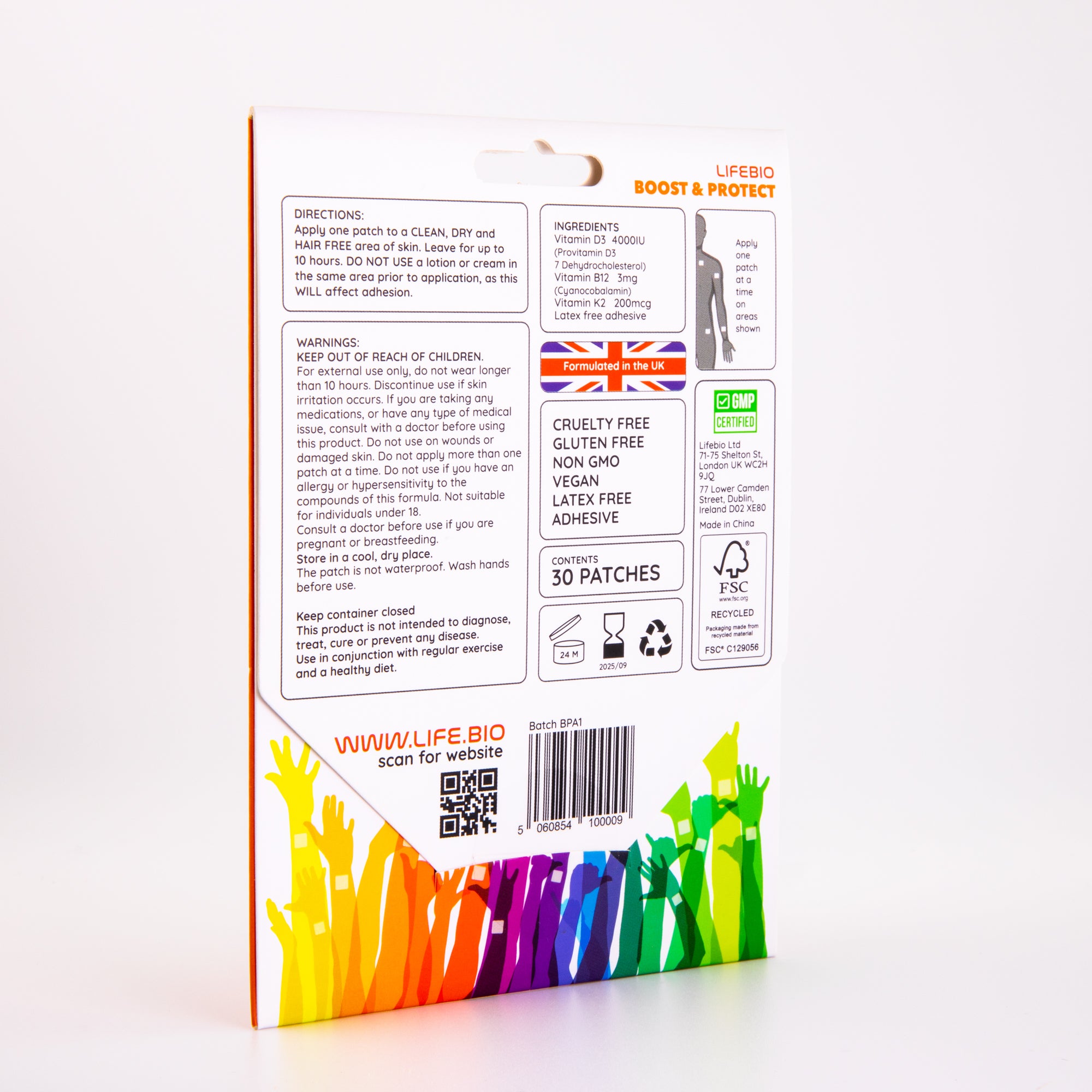 Vitamin D3 B12 K2 patch – topical and non-ingestible, high-dose, Boost & Protect transdermal vitamin patch – latex-free format, Topical patch with 4000IU D3, 3mg B12, 200mcg K2 – UK formulated
